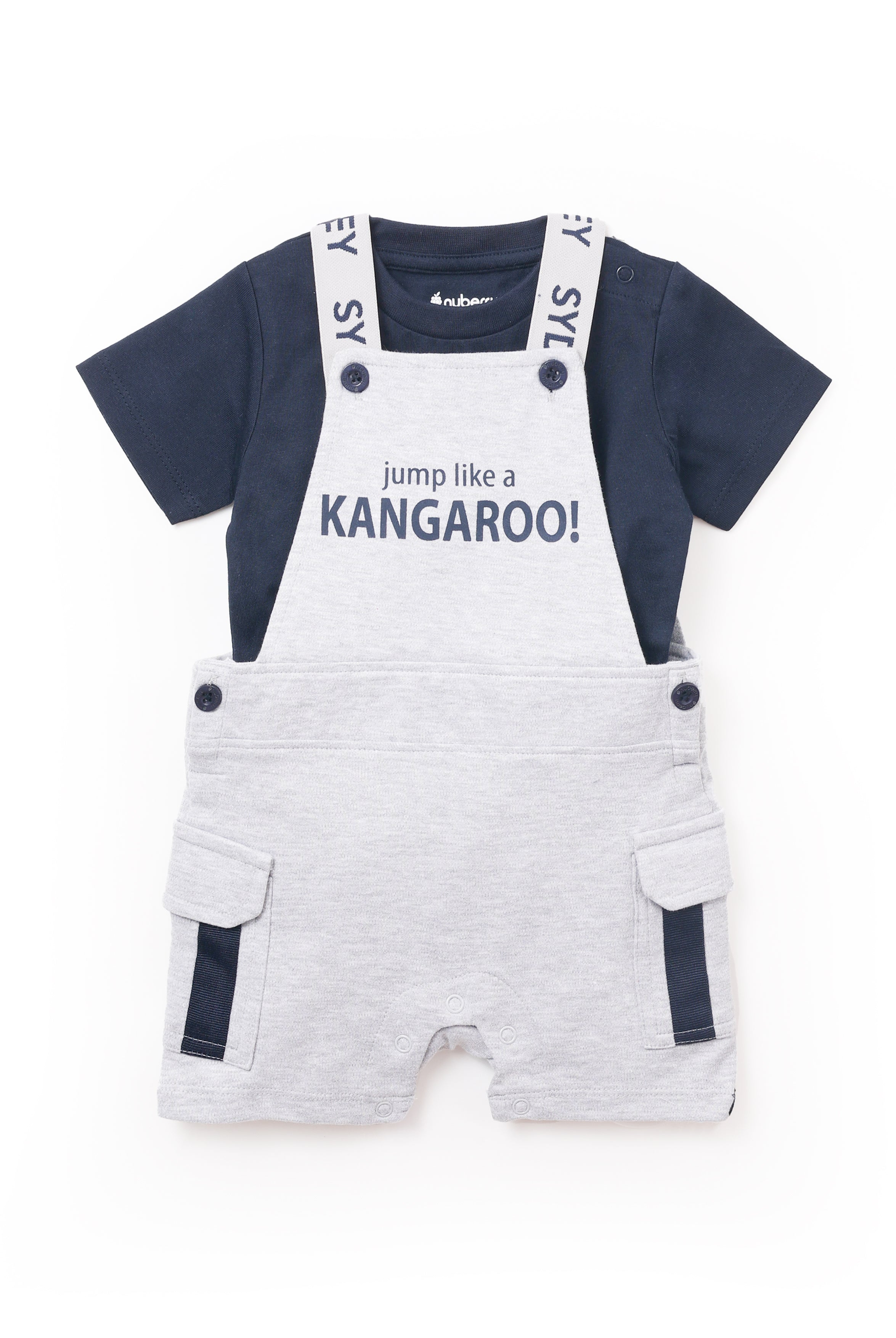 NUBERRY KIDS - BOY KNITED DUNGAREE (jump like a kangaroo!) GREY