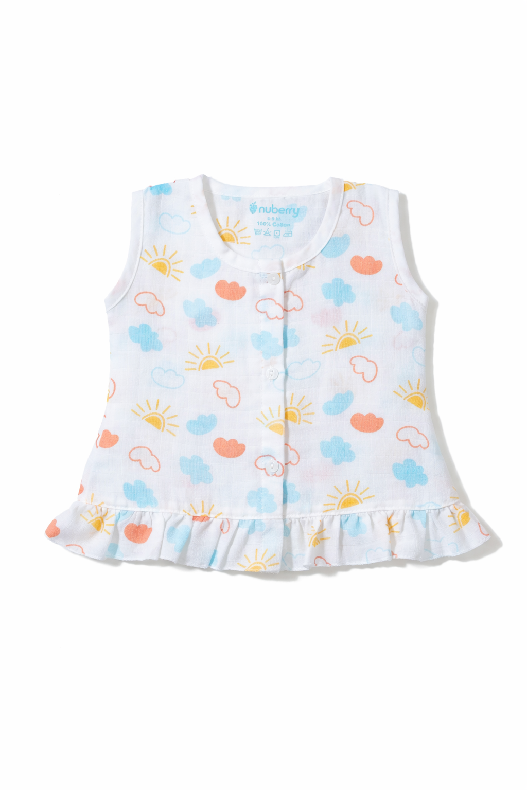 Nuberry Kids Newborn Muslin Jabla with Frill Bottom