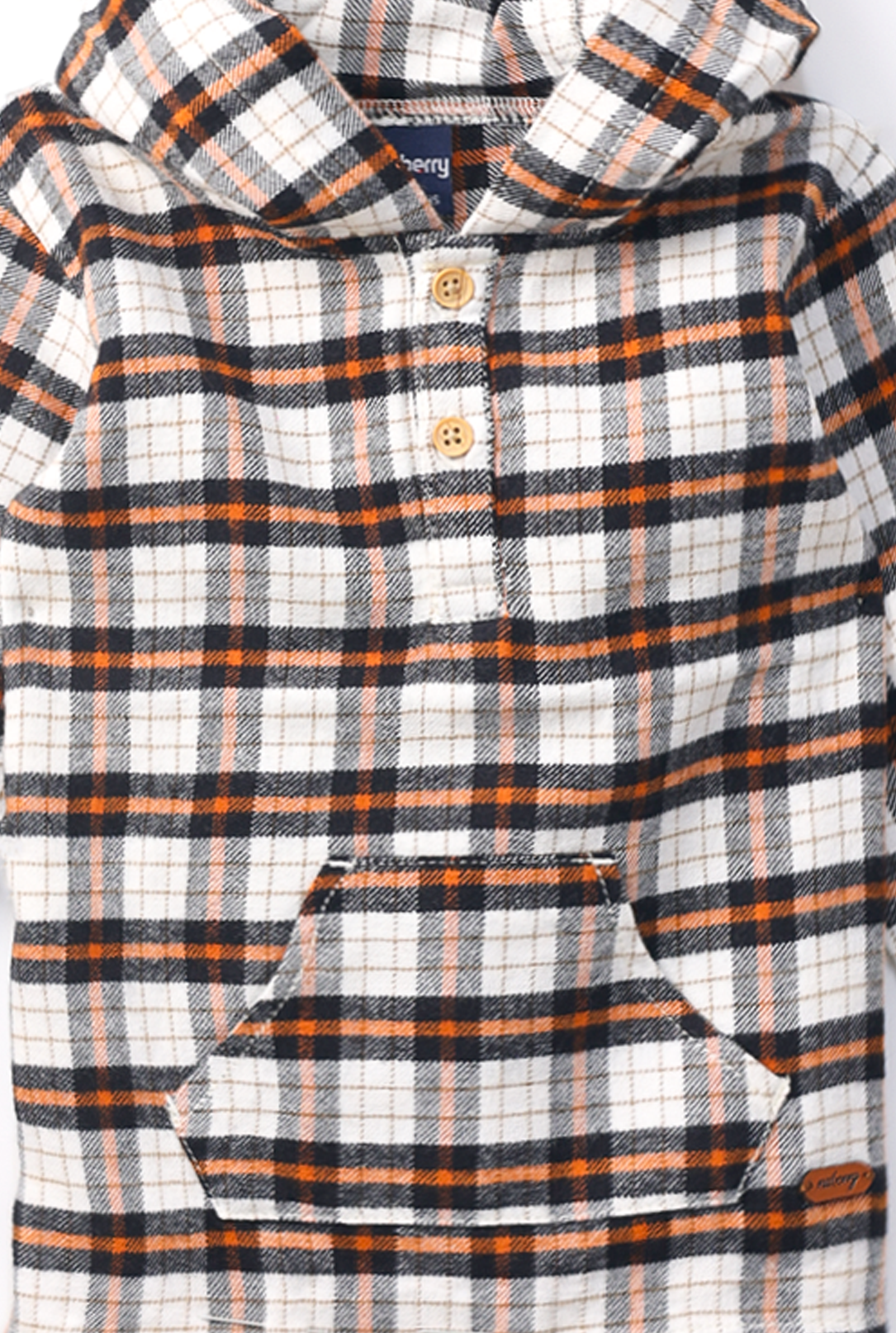 NUBERRY KIDS BOY-HOODED SHIRT BROWN CHECKED
