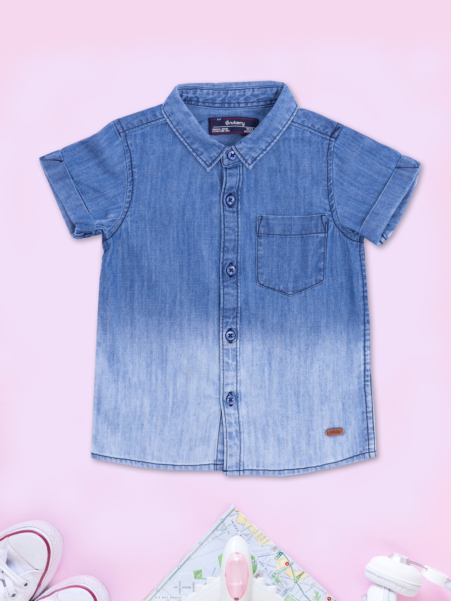 Blue Ombre Denim shirt for Boys