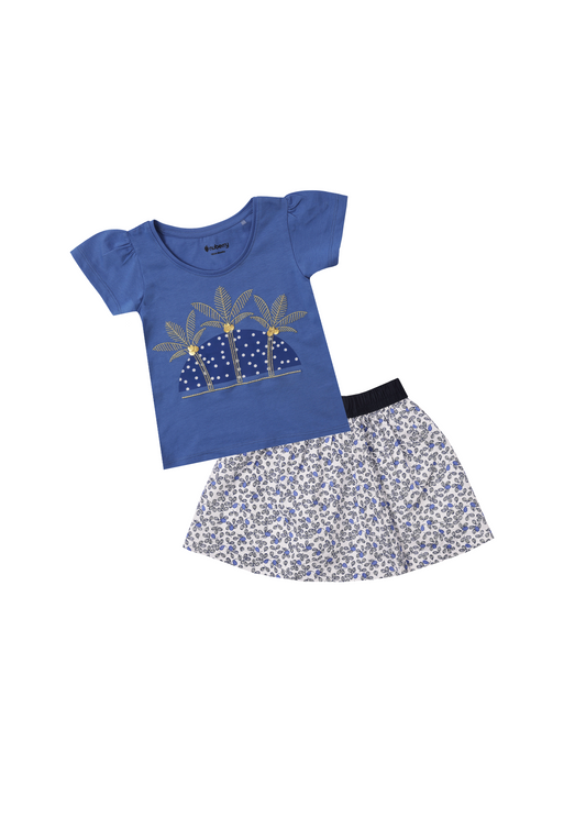 Girls Sequined T-Shirt and Skirt Set