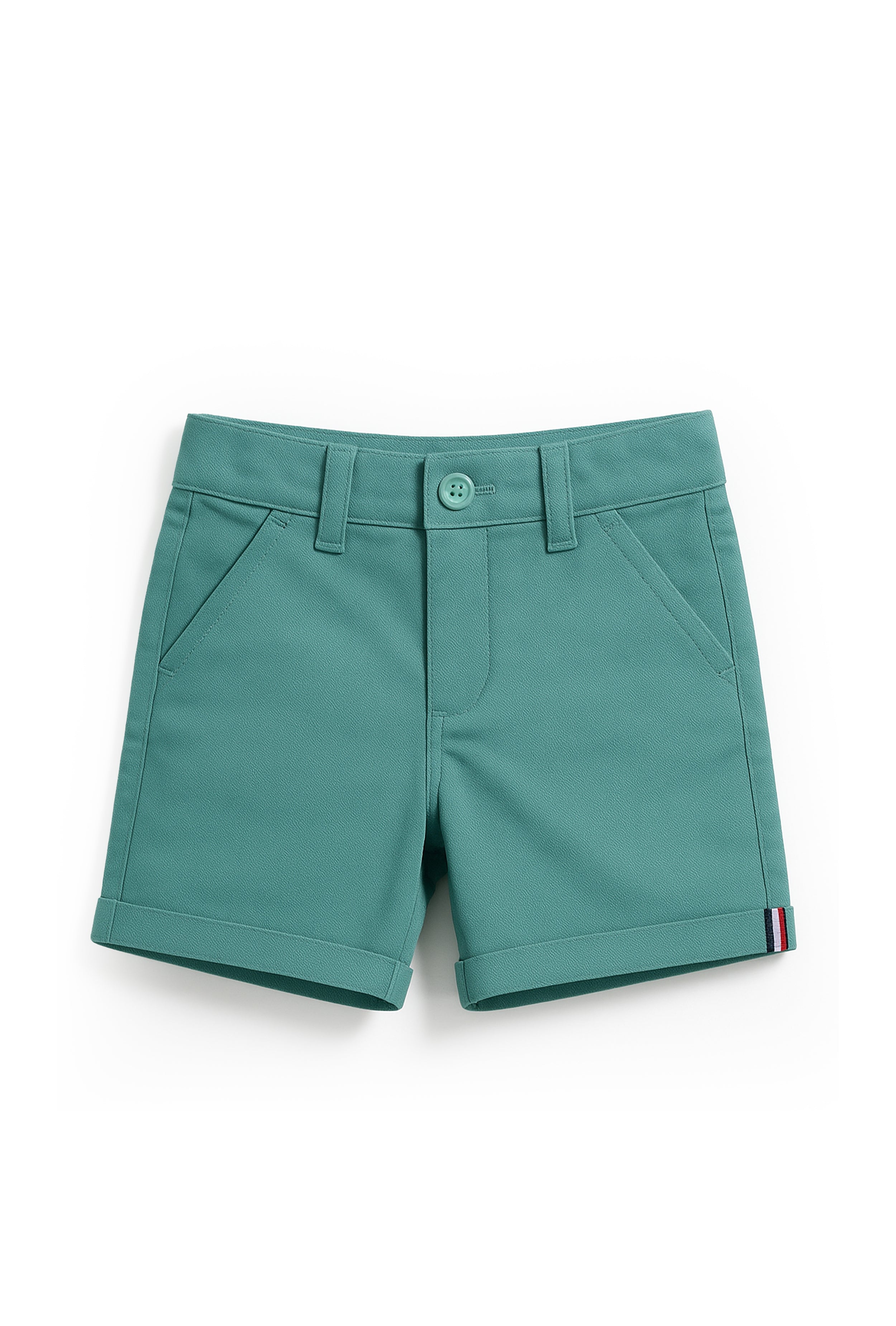 Boys Printed Cotton Shirt & Green Dobby Shorts Set