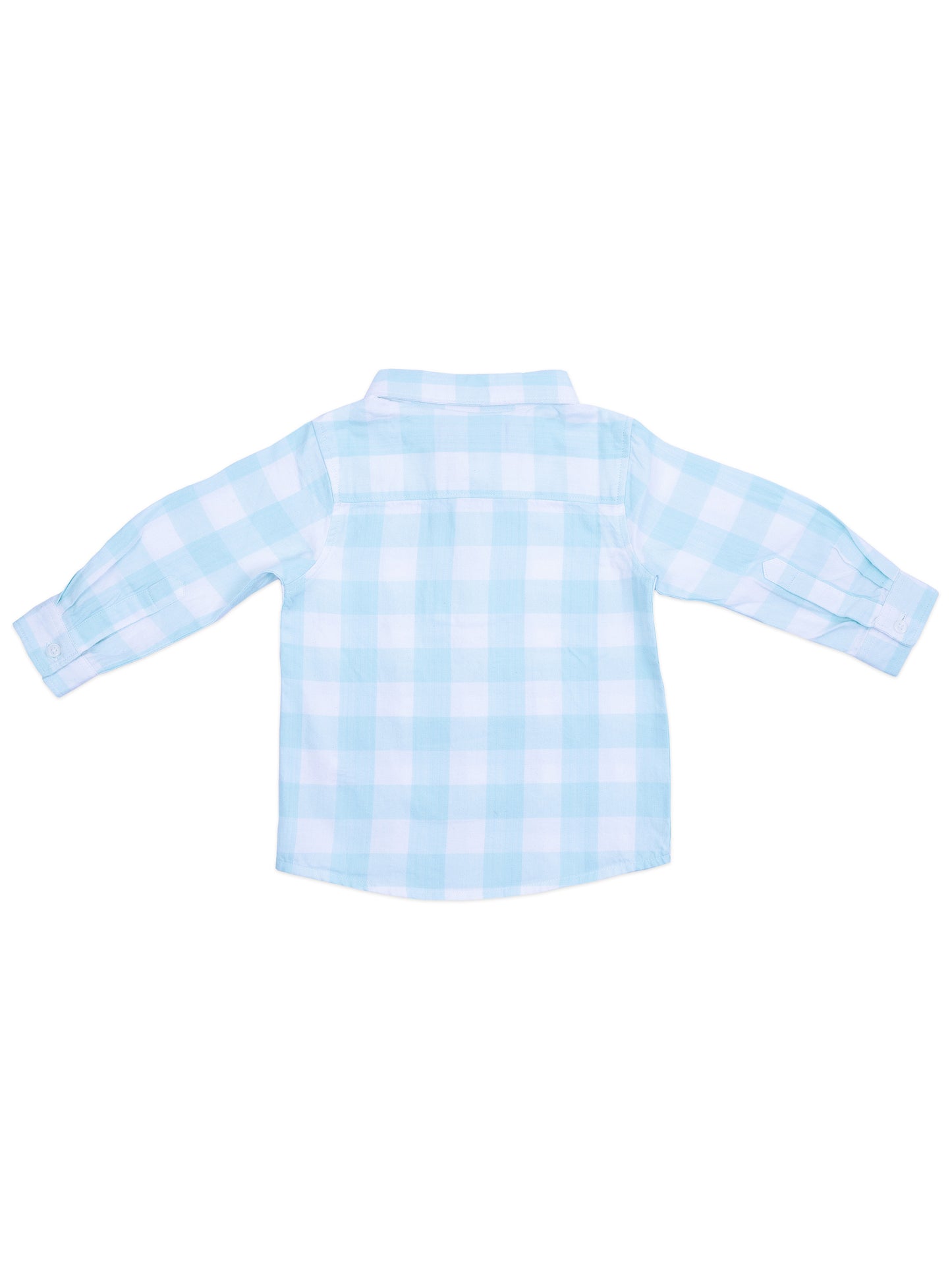 Mint Green Checked Full Sleeve Shirt with Zipper Front