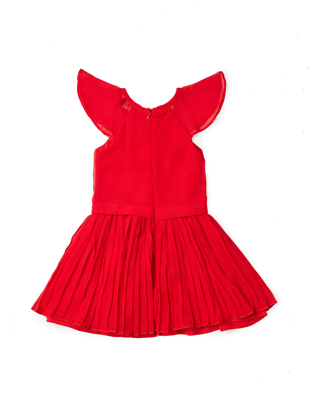 Nuberry Girl Frock Dress - Red with Cap Sleeve