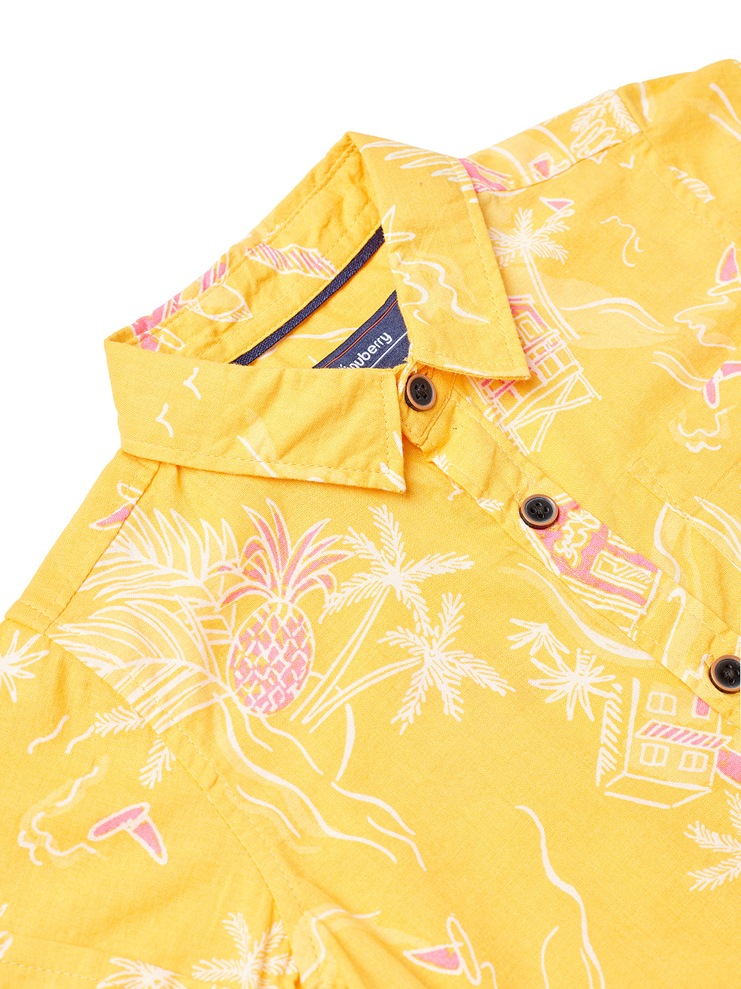 Nuberry Boys Shirt Half Sleeve - Yellow Full Printed