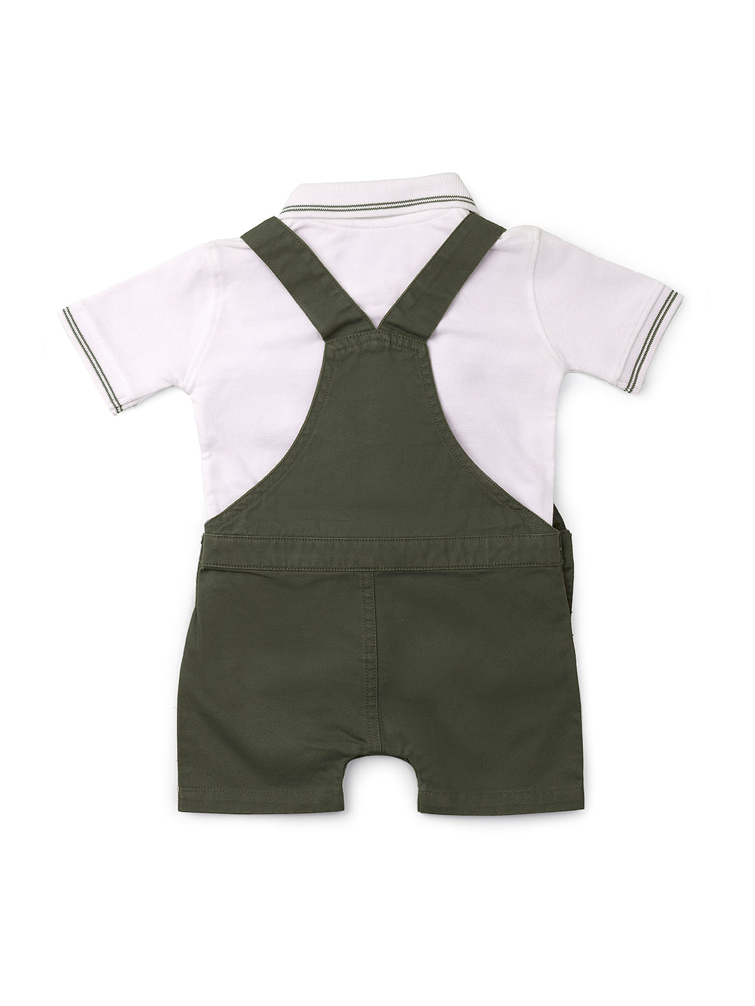 Nuberry Baby Boys Half Sleeves Dungaree Set - Olive Green