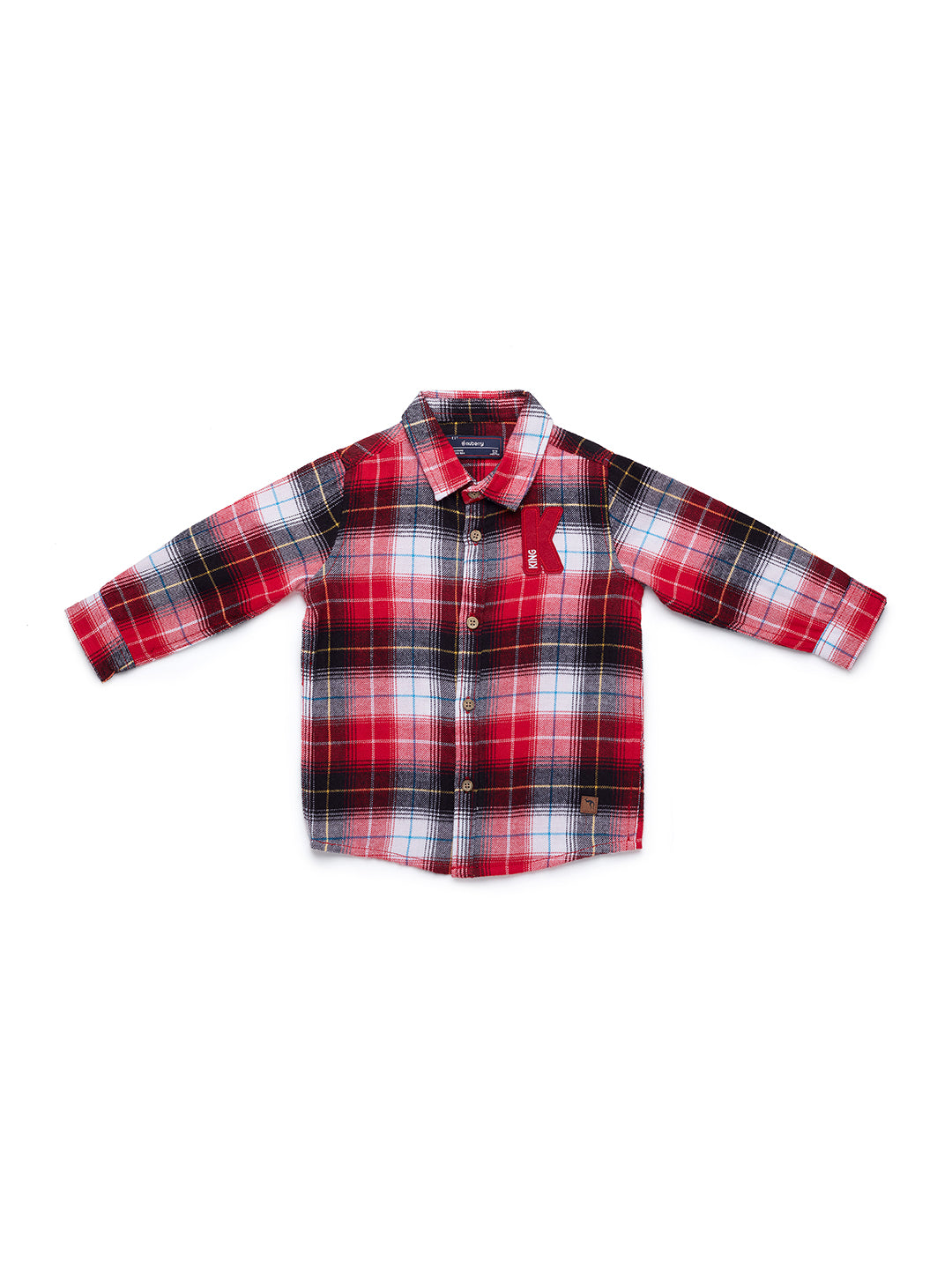 Nuberry Boys Full Sleeve Red and White Checked Shirt