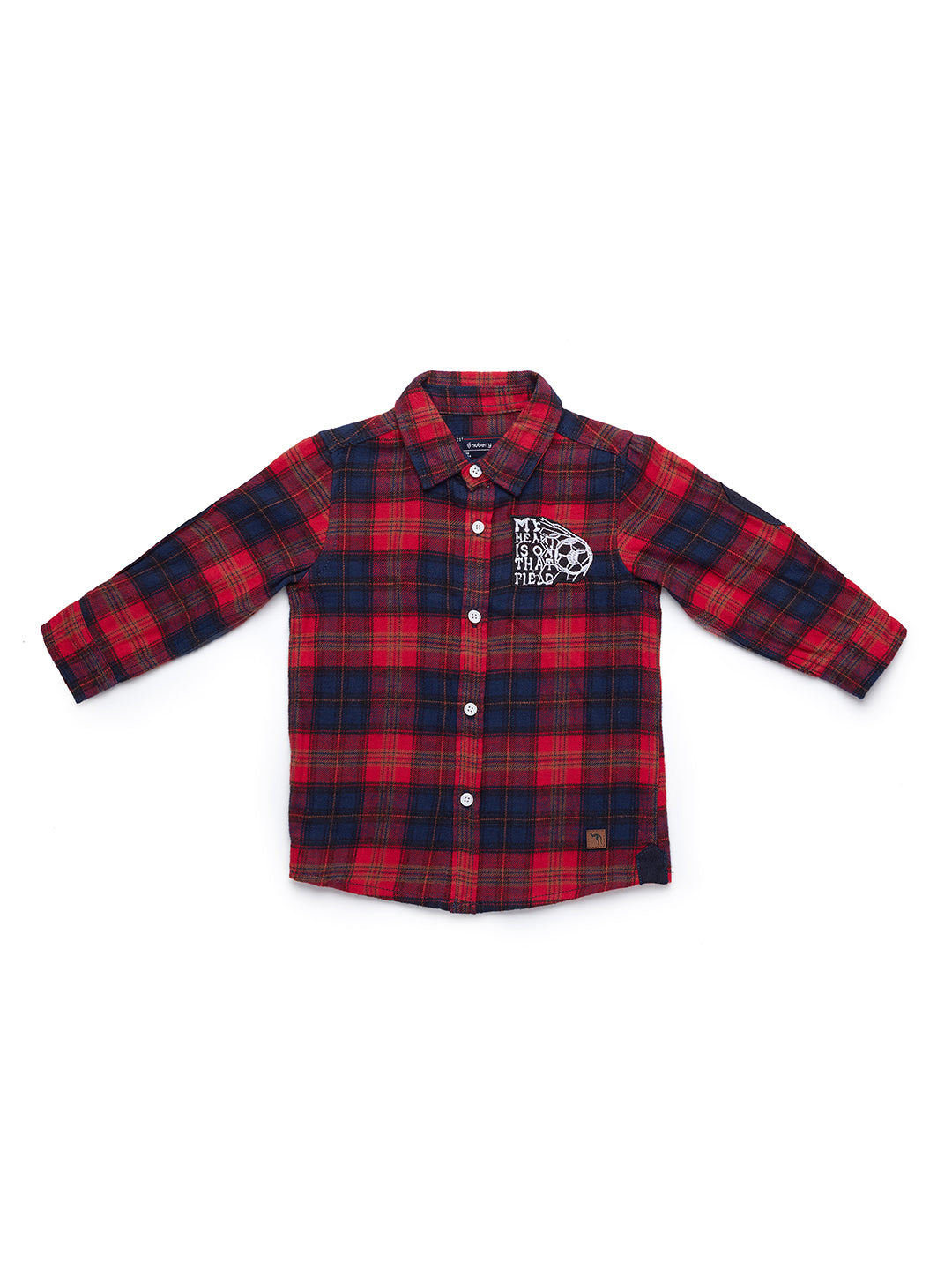 Nuberry Boys Full Sleeve Red and Navy Checked Shirt