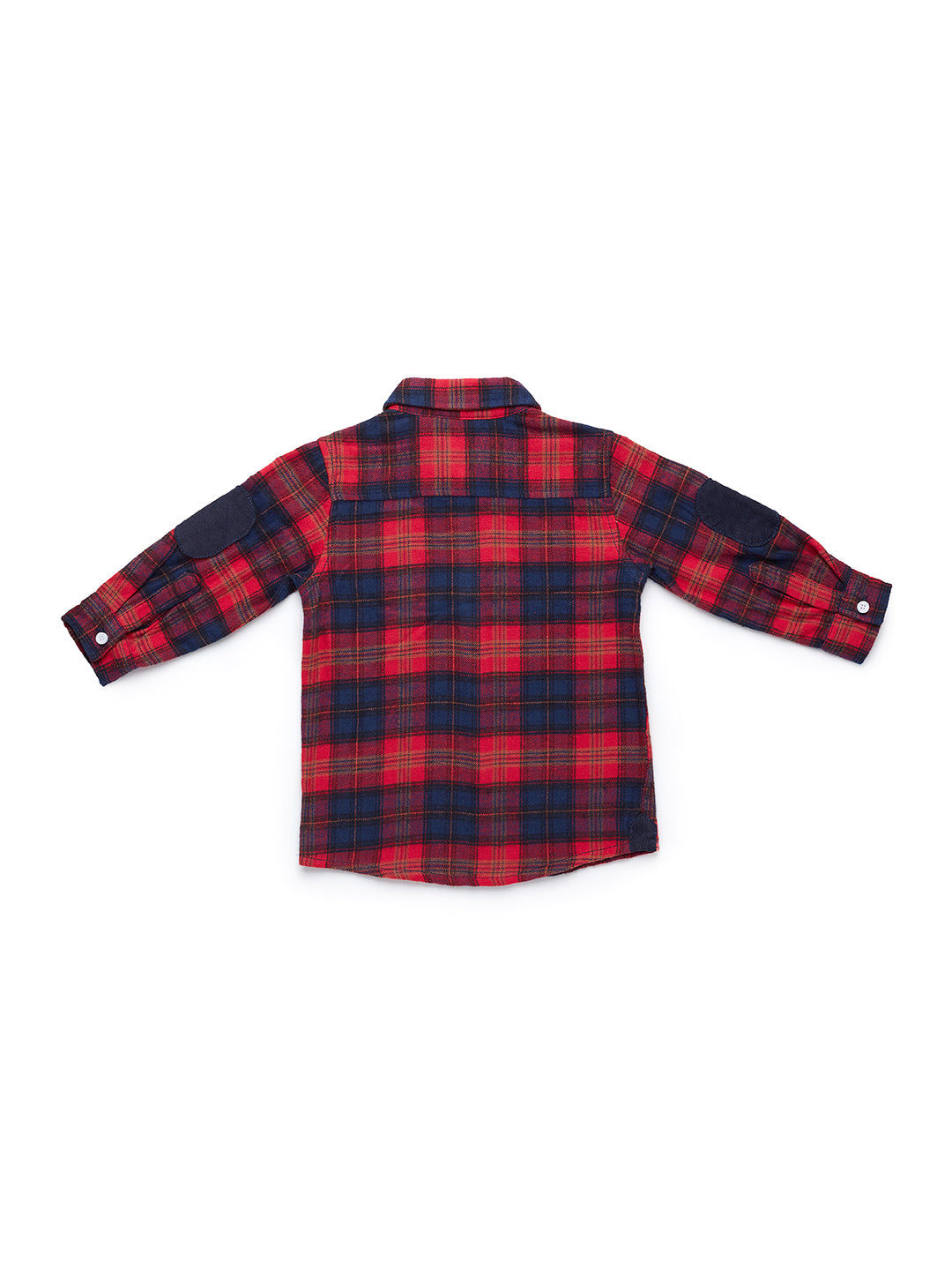 Nuberry Boys Full Sleeve Red and Navy Checked Shirt