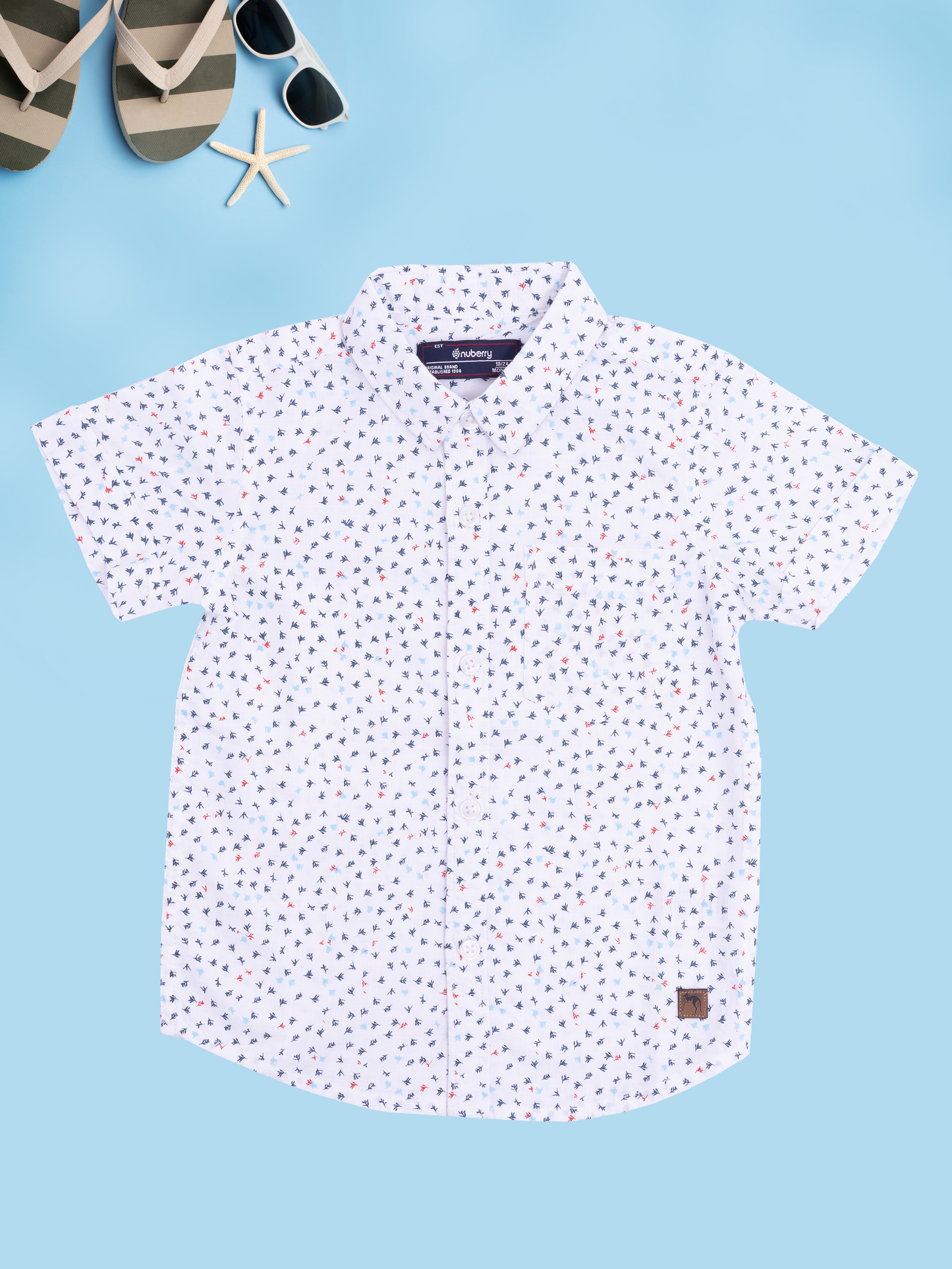 Boys Printed Half Sleeve White Shirt