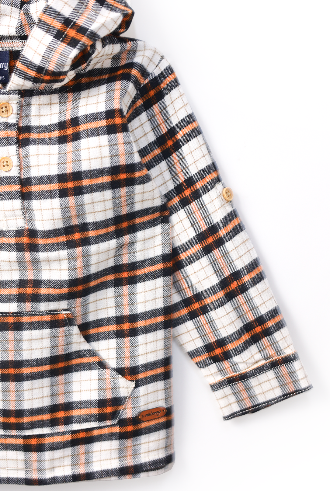 NUBERRY KIDS BOY-HOODED SHIRT BROWN CHECKED