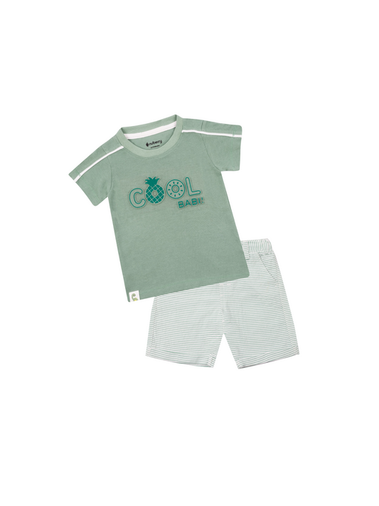 Boys Olive Green T-Shirt & Shorts Set