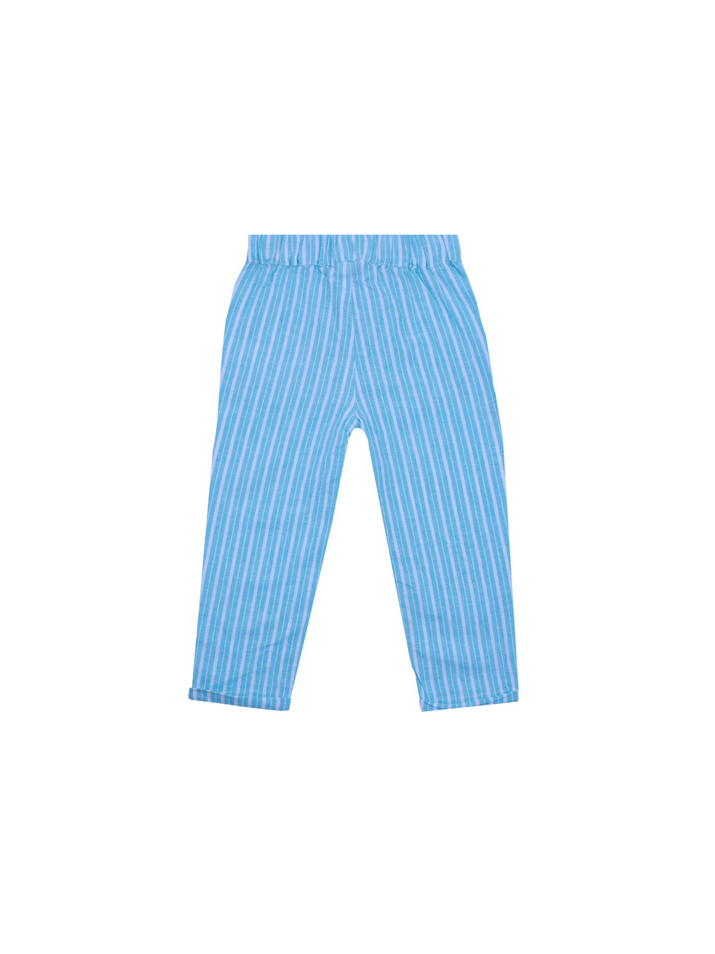 blue and white cotton trousers for boys