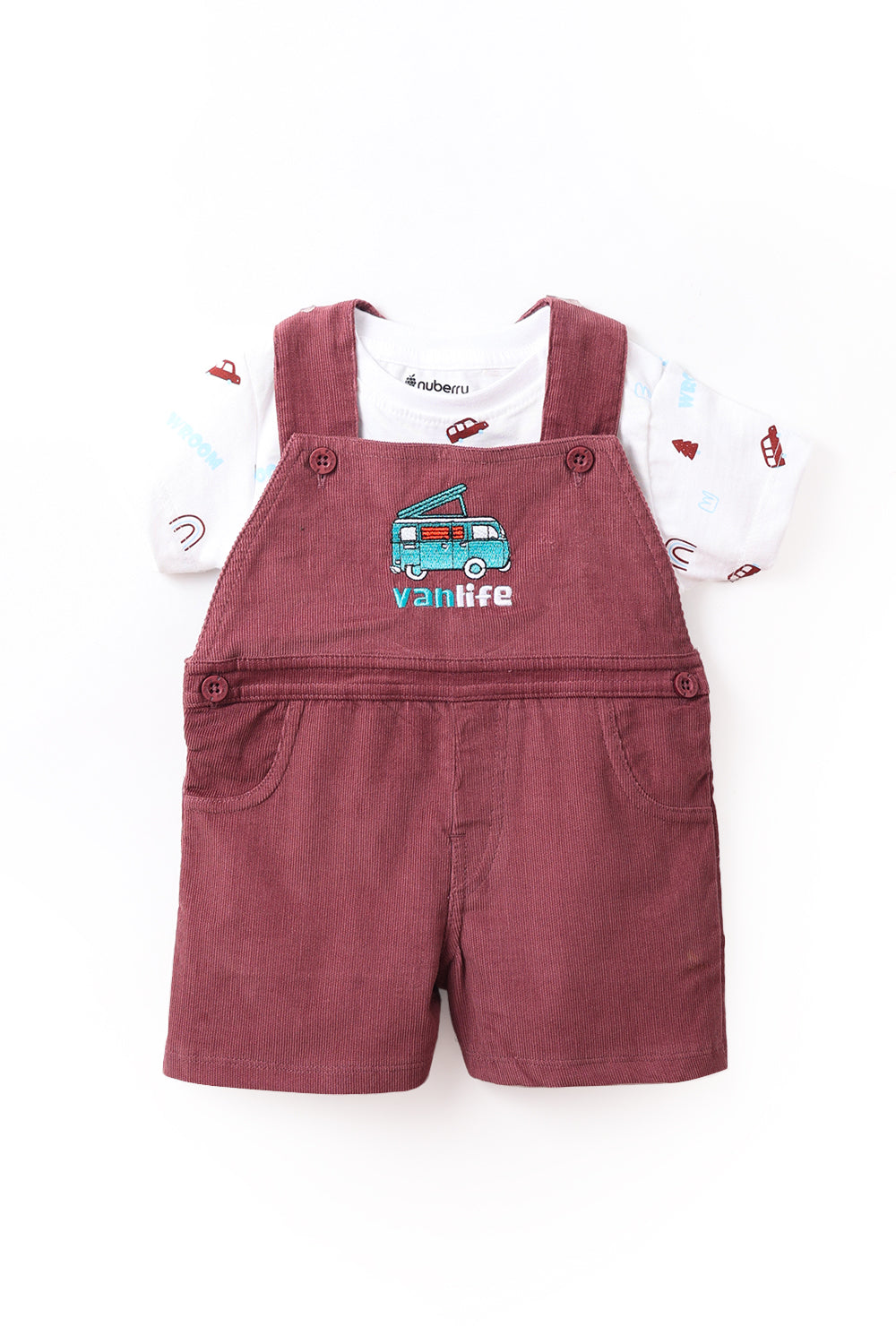 NUBERRY KIDS - BOY CORDUROY DUNGAREE BURGUNDY
