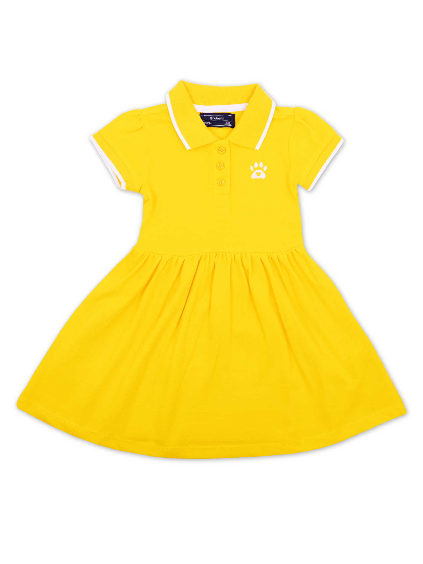 Yellow Polo Puff Sleeve Dress for Girls